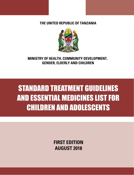 Front page of the Standard Treatment Guidelines for Children